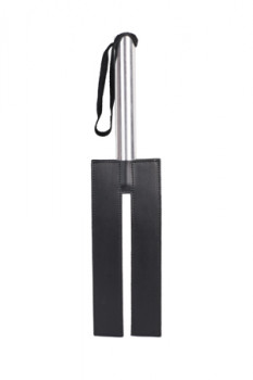 Черная кожаная шлёпалка-камертон Leather Slit Paddle - 36 см.